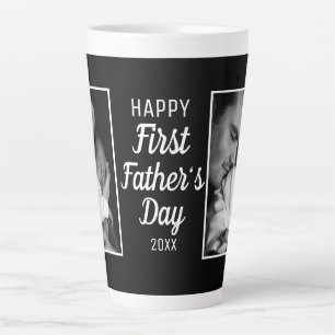 Happy First Father's Day 2 Photo Black Latte Mug