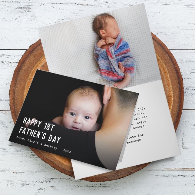 Happy First Father's Day 2 Photos Card (Happy First Father's Day 2 Photos Card)