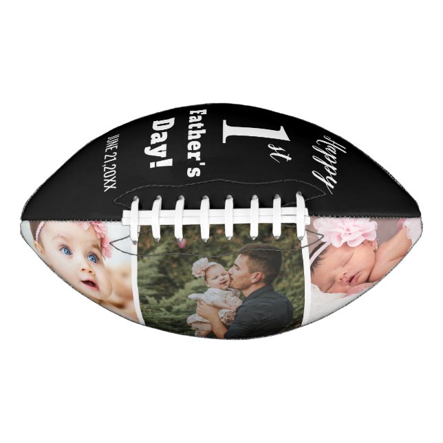 Happy First Father's Day 3 Photo Collage   Football (Front)