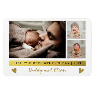 Happy First Father's Day 3 Photo Collage Magnet