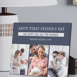 Happy First Fathers Day - 3 Photo Personalized Plaque