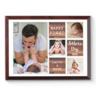 Happy First Father's Day 4 Photo Collage Wood 