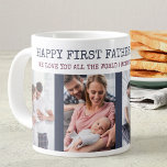 Happy First Fathers Day 4 Photo Large Coffee Mug<br><div class="desc">Say Happy First Father's Day with this personalised photo mug. The photo template is set up for you to add 4 of your favourite photos. You can also add your custom message, the year and edit the occasion if you wish. The wording currently reads "happy first father's day 20##" and...</div>