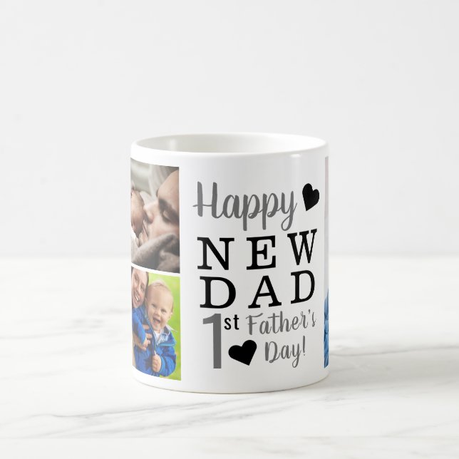 Happy First Father's Day 5 Photo Collage Coffee Mug (Center)