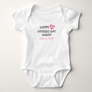 Happy First Fathers Day Baby Girl Outfit Bodysuit