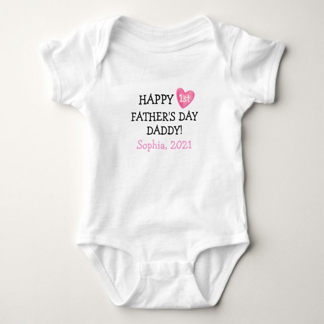 Happy First Fathers Day Baby Girl Outfit Bodysuit (Front)