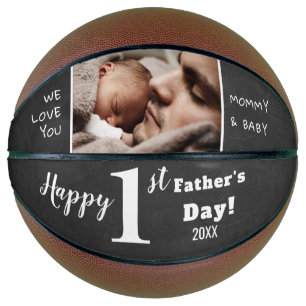 Happy First Father's Day  Chalkboard  Custom Photo Basketball