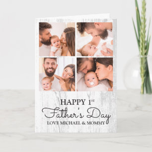 Happy First Fathers Day Cute Modern Photo Collage Card