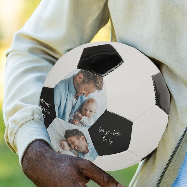 Happy First Fathers Day Daddy 2 Photo Personalised Soccer Ball (Creator Uploaded)