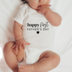 Happy First Fathers Day Heart - Baby Bodysuit
