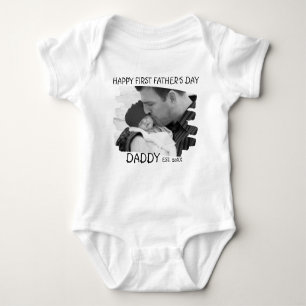 Happy First Fathers Day New Dad And Baby Photo Baby Bodysuit