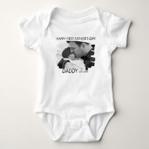 Happy First Fathers Day New Dad And Baby Photo Bodysuit