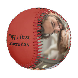Happy first fathers day personalised name & photo  baseball