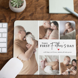 Happy First Father's Day' Photo Collage Keepsake Mouse Pad