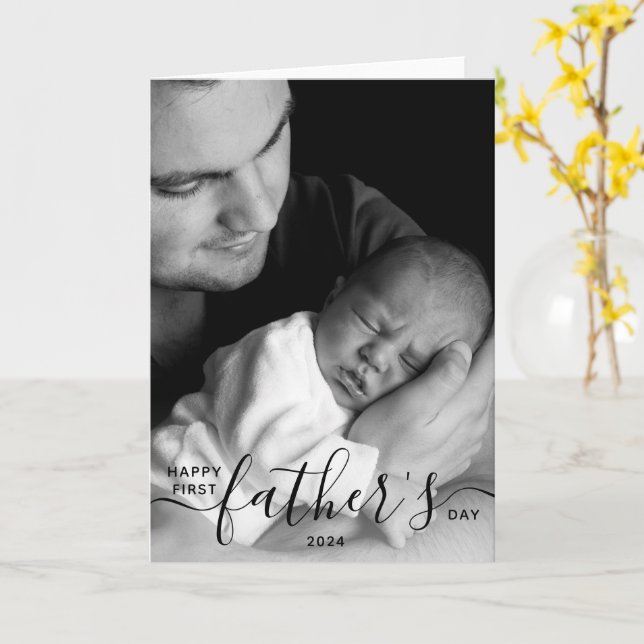 Happy First Father's Day Photo Dad Gift  Card (Yellow Flower)