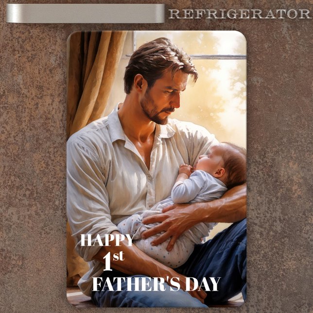 Happy First Father's Day Photo Flexi Magnet (Flexible magnet featuring your custom photo. You can customize the "Happy 1st Father's Day" texts)