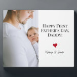 Happy First Father's day Photo Heart Custom Plaque<br><div class="desc">Celebrate the joy of fatherhood with our Simple Happy First Father's Day Custom Photo plaque! This charming easel plaque features a minimalist design, perfect for commemorating this special milestone. Personalise it with a cherished photo of the father and child to create a heartfelt keepsake. This serves as a timeless reminder...</div>