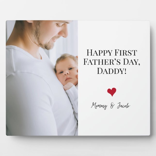 Happy First Father's day Photo Heart Custom Plaque (Front)