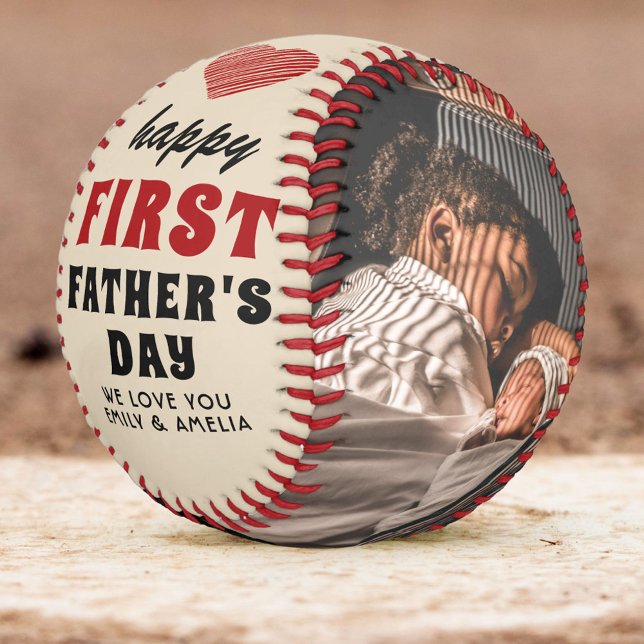 Happy First Father's Day Red Heart 2 Photo  Baseball (Creator Uploaded)