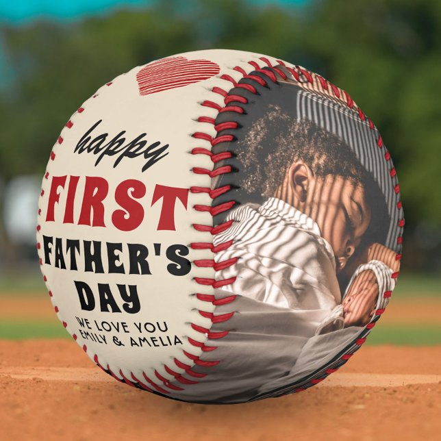 Happy First Father's Day Red Heart 2 Photo  Softball (Creator Uploaded)