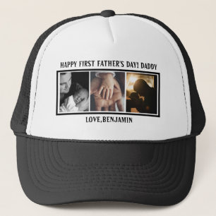 Happy First Father's Day Typography Custom Photo Trucker Hat
