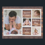 Happy First Father's Day Wood 4 Photo Collage   Faux Canvas Print<br><div class="desc">First father's day gift idea -A modern photo eaux canvas art with a collage grid created with 4 pictures and message on a trendy Wood  block.</div>