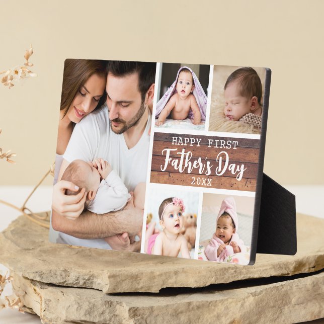Happy First Father's Day Wood 5 Photo Collage   Plaque (Creator Uploaded)
