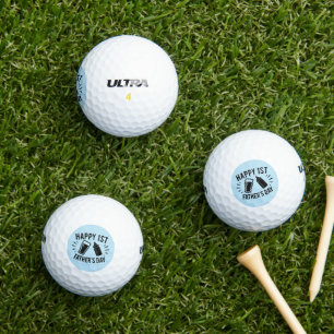 Happy First Father's Day word art Golf Balls
