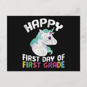 Happy First Grade Unicorn First Day of School Gift Postcard