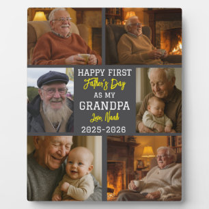 Happy First Grandpa Day Photo Collage Plaque