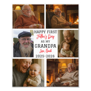 Happy First Grandpa Day Photo Collage Print