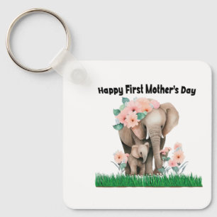 happy first mother day cute elephant key ring