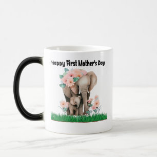 happy first mother day cute elephant  magic mug