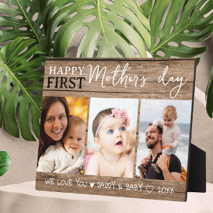 Happy First Mother's Day 3 Photo Collage Wood Plaque