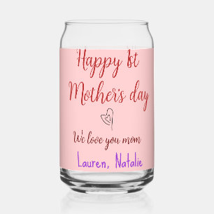 Happy first mothers day add name text mummy heart can glass