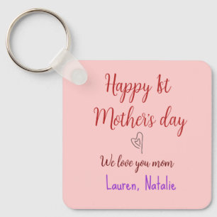 Happy first mothers day add name text mummy heart key ring