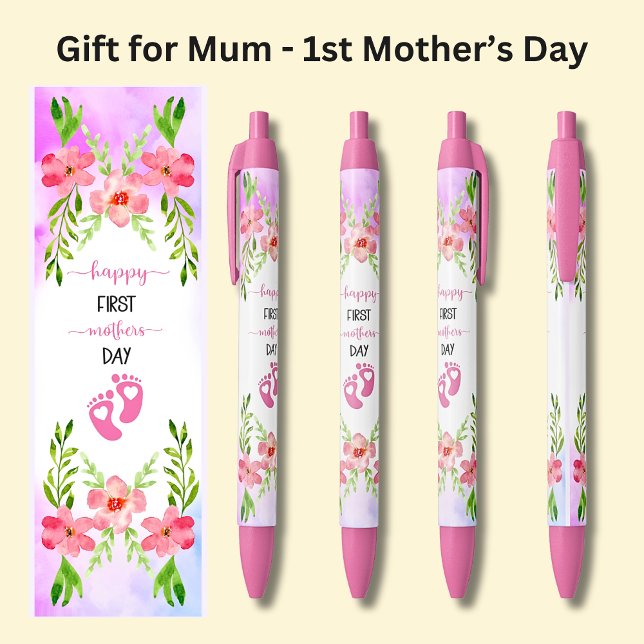 Happy First Mother's Day Baby Pink Black Ink Pen (Creator Uploaded)