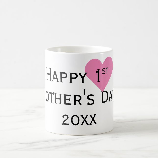Happy First Mother's Day Black & Pink Mug (Center)