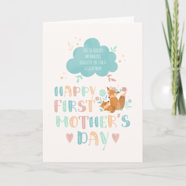 Happy First Mothers Day For Daughter-in-Law Boho Card (Front)