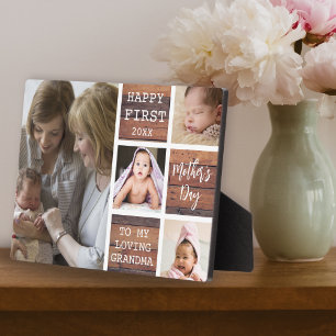 Happy First Mother's Day Grandma 4 Photo Wood Plaque