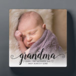 Happy First Mother's Day Grandma Chic Script Photo Plaque<br><div class="desc">A personalised keepsake to celebrate grandma on mother's day featuring your favourite photo</div>