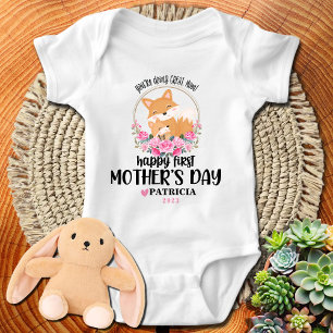 Happy First Mother's Day Mummy - Mum and Baby Fox Baby Bodysuit