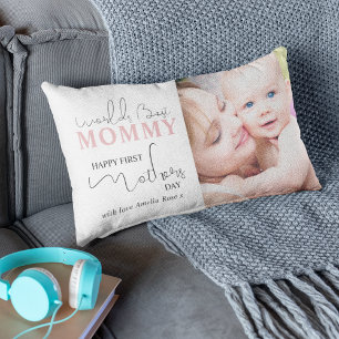 Happy First Mothers Day Photo Lumbar Pillow