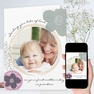 Happy First Mother's Day Pop Art Flowers Photo Card