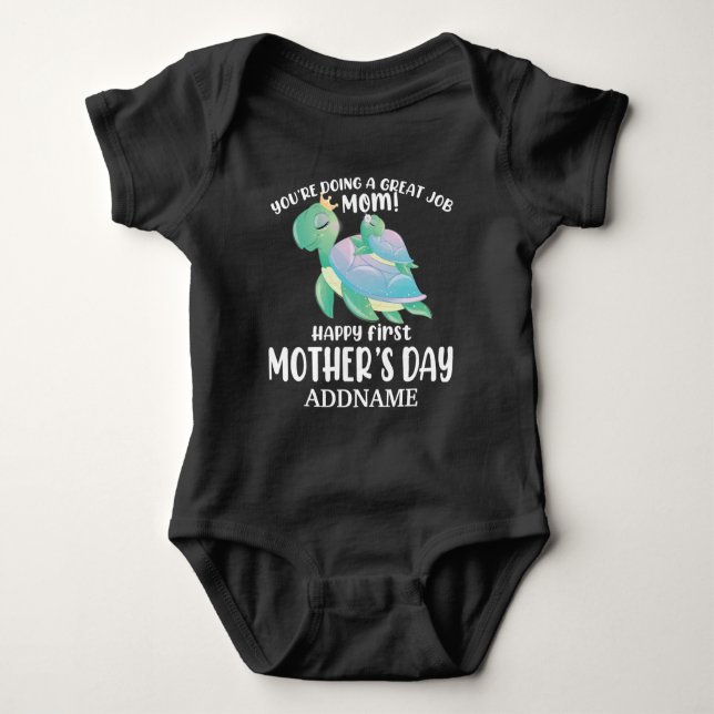 Happy First Mothers Day - Turtles Personalised Baby Bodysuit (Front)