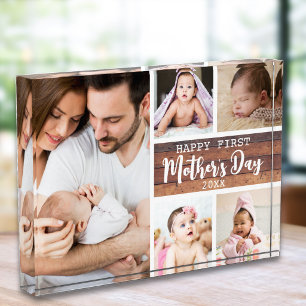 Happy First Mother's Day Wood 5 Picture Collage Photo Block