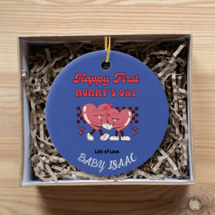 Happy First Mummy's Day with Heart and Baby Name Ceramic Tree Decoration