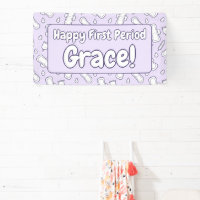 Happy First Period Name Purple Cute Tampon Pad