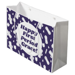 Happy First Period Party Dark Purple Tampon Pad Large Gift Bag