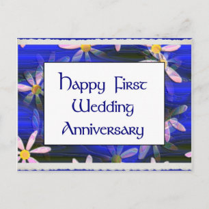 Happy First Wedding Anniversary Postcard